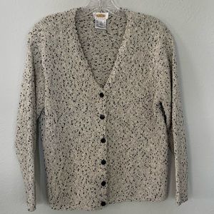 Talbots Silk Blend Button Down Cardigan Sweater Marbled V-Neck size SP Oversized